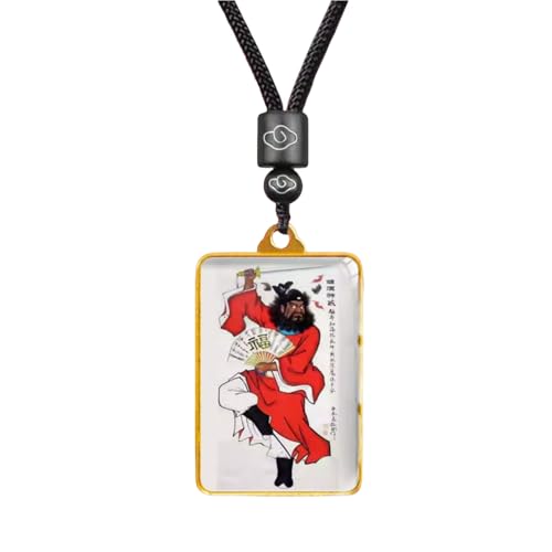 Generisch Tianshi Zhongkui portrait pendant, demon-subduing design, wealth-attracting, home-protecting, safe-keeping necklace, double-sided customization, ethnic style pendant (ZK-11) von Generisch