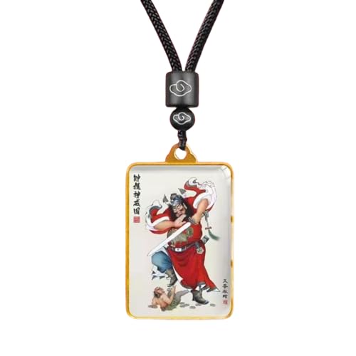 Generisch Tianshi Zhongkui portrait pendant, demon-subduing design, wealth-attracting, home-protecting, safe-keeping necklace, double-sided customization, ethnic style pendant (ZK-7) von Generisch