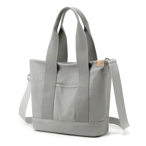 Generisch Tinkertechus Tasche Großkapazität Mehrfach-Tasche Handtasche, Canvas-Tasche mit Reißverschluss Umhängetasche mit Fächern für Damen (Gray,L) von Generisch