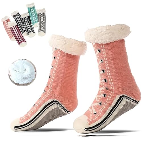 Generisch Toselfwith Ultradicke Hausschuhsocken, superweiche, flauschige Hausschuhsocken, rutschfeste, kuschelige Thermo-Hausschuhsocken für den Winter (Pink) von Generisch