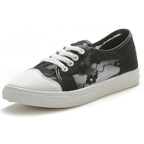 Generisch Trachten Sneaker Damen Flach Dirndl Schuhe Spitzen Trachtenschuhe Mesh Atmungsaktive Turnschuhe Oktoberfest Elegante Hochzeitsschuhe Bestickte Bequeme Leichte Brautschuhe von Generisch