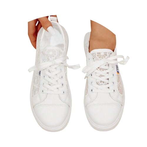 Generisch Trachten Sneaker Damen Flach Spitzen Dirndl Schuhe Bequem Atmungsaktive Mesh Turnschuhe Elegant Stoffschuhe für Oktoberfest Outdoor Brautschuhe Hochzeit Trachtenmode Traditionell von Generisch