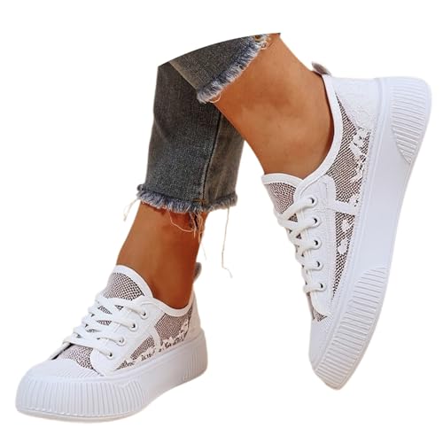 Generisch Trachten Sneaker Damen Spitzen Flach Trachtenschuhe Dirndl Schuhe Mesh Atmungsaktive Turnschuhe Elegant Bequem Stoffschuhe Oktoberfest Brautschuhe Hochzeitsschuhe von Generisch