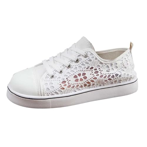 Generisch Trachten Sneaker Damen - Spitzen Trachtenschuhe Mesh Atmungsaktive Turnschuhe Sport Elegante Schuhe Freizeitschuhe Elegant Schnürschuhe Halbschuhe von Generisch