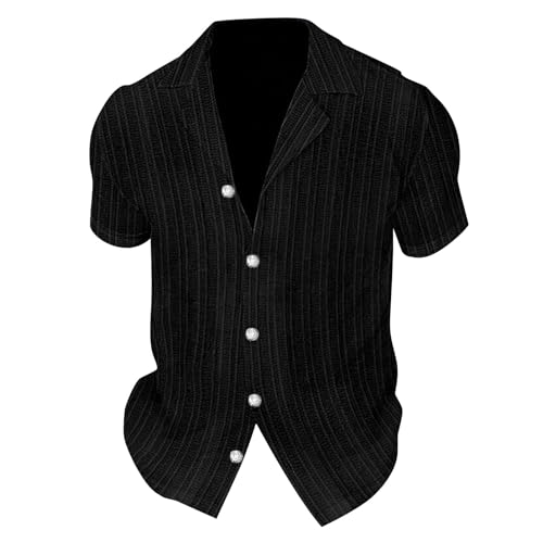 Generisch Trachtenhemd Herren, Kurzarm Freizeithemd Businesshemd Regular Fit Bügelfreies Herrenhemd Blumen Hawaii Hemden Herren Slim Fit Polo Bunt Kurzarmhemd Schwarz Tshirt (3XL, Schwarz) von Generisch