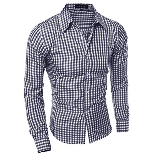 Generisch Trachtenhemd Herren Grün Langarm mit Knöpfchen Übergrößen Freizeit Trachtenhemd Oktoberfest Hemd 4XL Modern Weiß Lang Karohemd Hemd Slim Fit mit Liegekragen Kariertes Hemd Trachtenblusen von Generisch