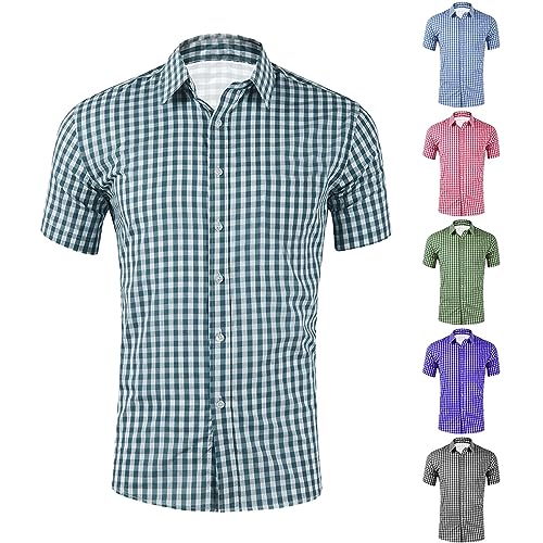 Generisch Trachtenhemd Herren Trachtenhemd trachtenhemden für Herren trachtenhemden für jagdhemd Hemd Kurzarm kariert Oktoberfest Outfit arbeitshemden Langarm Hemd von Generisch