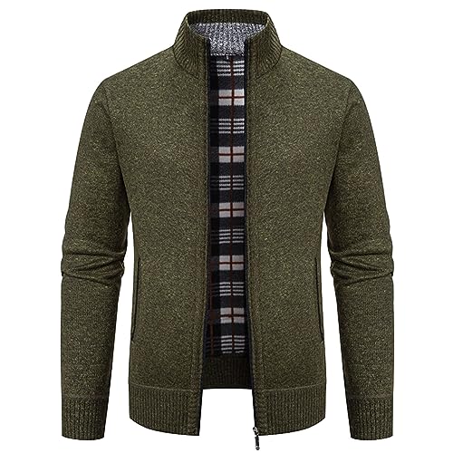 Generisch Trachtenjacke Herren, Trachtenjanker für Herren Trachten Strickjacke Reißverschluss Strick Jacke mit Kragen Trachtenjacke Langarm Cardigan Sweatjacke Basic Winterjacke Strickpullover von Generisch