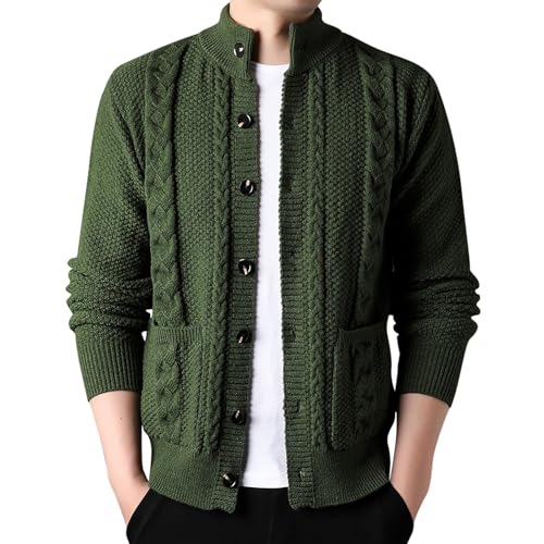 Generisch Trachtenjacke Herren Oktoberfest Jacke Trachtenanzug Trachtenjanker Modern Tracht Trachten Strickjacke Janker Kleidung Hemden Strick Trachtenstrickjacke Sweatjacke (Green, M) von Generisch