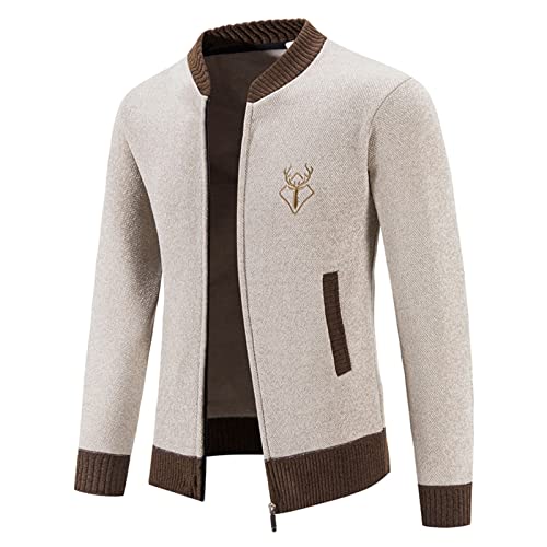Generisch Trachtenjacke Herren Strickjacken Langarm Sportlich Trachtenjanker Leicht Modern Cardigan Trachten Freizeitjacke mit Reißverschluss von Generisch