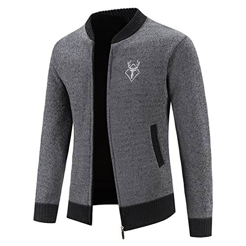Generisch Trachtenjacke Herren Strickjacken Langarm Sportlich Trachtenjanker Leicht Modern Cardigan Trachten Freizeitjacke mit Reißverschluss von Generisch