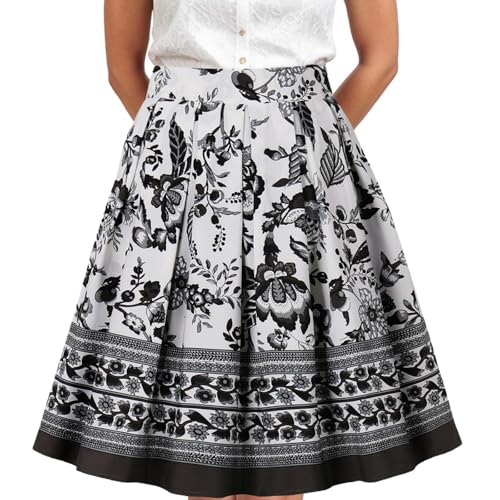 Generisch Trachtenrock Damen Trachtenrock Damen Knielang Dirndl Rock Elegant Oktoberfest Röcke Faltenrock Große Größen Trachtenschürze Karneval Damenrock Leicht Trachtenkleid für Festlichkeiten S-XXL von Generisch