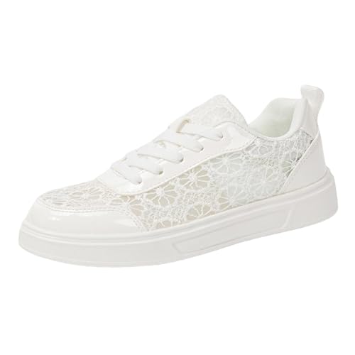 Generisch Trachtenschuhe Damen Flach Dirndl Schuhe Spitzen Mesh Atmungsaktive Trachten Sneaker Oktoberfest Elegante Hochzeitsschuhe Bestickte Bequeme Leichte Brautschuhe Lace Sportschuhe von Generisch