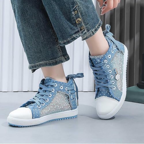 Generisch Trachtenschuhe Damen Sneaker Damen Sommer Spitzen Flach Trachtenschuhe Dirndl Schuhe Mesh Atmungsaktive Turnschuhe Elegant Bequem Stoffschuhe Oktoberfest Outdoor Brautschuhe Hochzeitsschuhe von Generisch