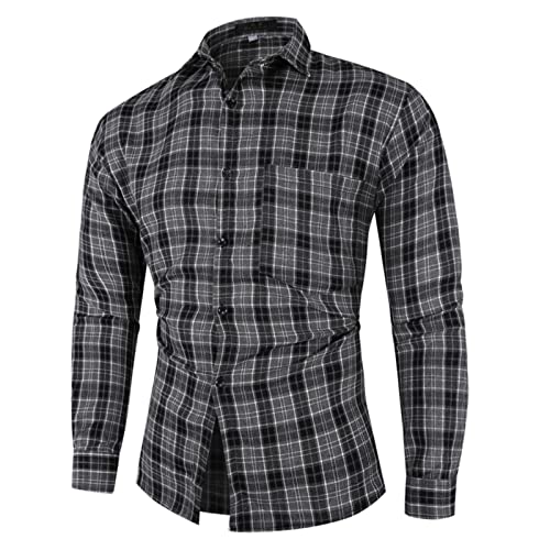 Generisch Trachtenshirt Herren, Lang 4XL Übergrößen Langarm Oktoberfest Hemd Karohemd Modern Slim Fit Freizeit mit Liegekragen Hemd Herrenhemden Grün mit Knöpfchen Trachtenhemd Kariertes Hemd von Generisch