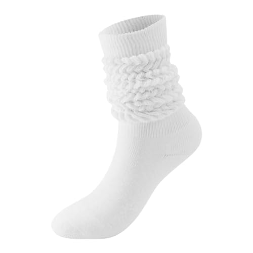 Generisch Trachtensocken Damen weiß sportsocken Atmungsaktiv Soft Trachtenstrümpfe Lange Kleidsocken für Oktoberfest Karneval Sportsocken Elegant Einfarbig Bequem Sommer Scrunch Socken von Generisch