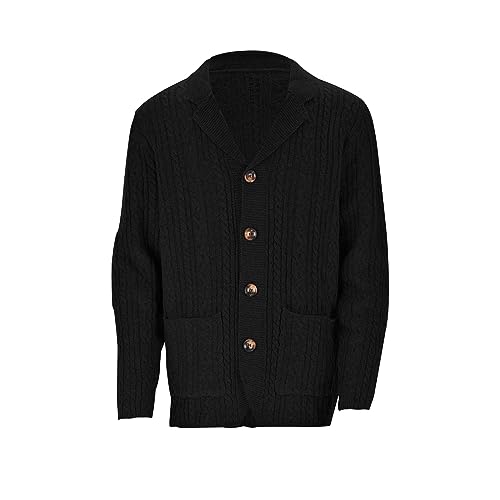 Generisch Trachtenweste Herren Schwarz Mit V-Ausschnitt Weiche Strickjacke Cardigan Klassischer Strickjacken Trachtenjacke Herbst Leichte Soft Langärmliger von Generisch