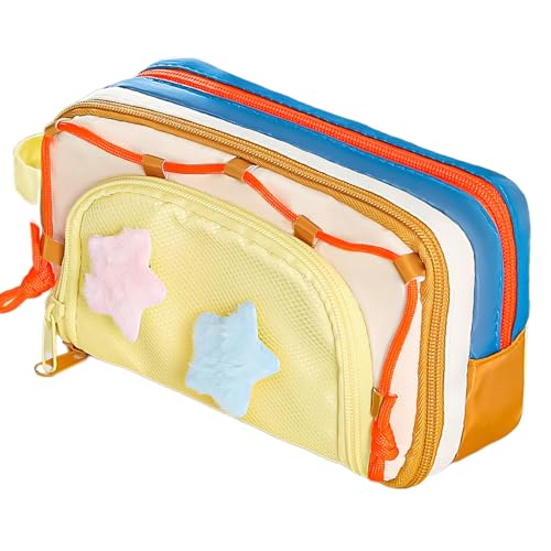 Generisch Tragbarer mehr Schicht iger Kawaii Pencil Case Organizer-Farb Block Design Stift Beutel mit großer Kapazität-Niedliche Funktions Tasche von Generisch