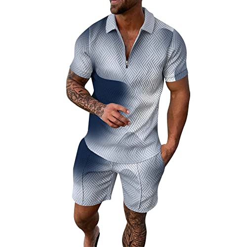 Generisch Trainingsanzug Für Herren Sommer Sportanzug 2 Teiliges Polohemd Outfit Sport Sets Kurzarm Poloshirt Und Kurze Hose Set Männer Freizeitanzug Jogginganzug Leinen Set Herren Weich und bequem von Generisch