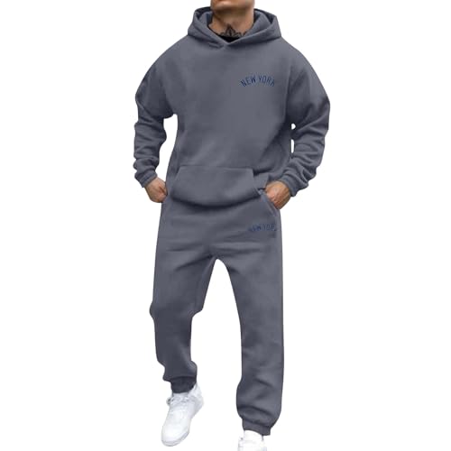 Generisch Trainingsanzug Herren Jogginganzug Hausanzug mit Kapuze Sportanzug Langarm Oversize Tracksuit Warm Sport Baggy Hoodie Und Jogginghose Streetwear Style 2-Teilig Set Y2k Freizeitanzug von Generisch