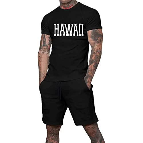 Generisch Trainingsanzug Herren Jogginganzug Kurzarm Sportanzug Freizeitanzug 2 Teiler Casual Outfit Sommer Shorts Und Tshirt Tracksuit Sport Set Hausanzug Herren Klamotten Sommer Leicht Und Kühl von Generisch