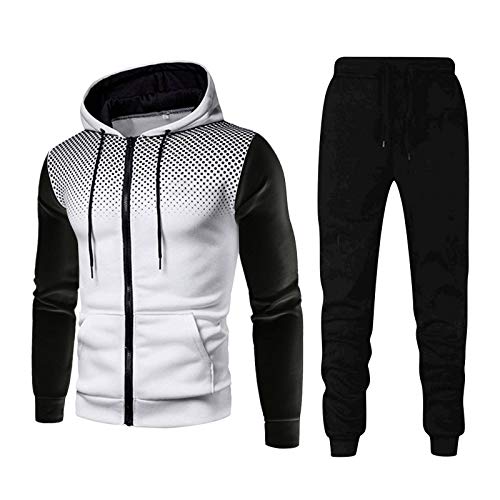 Generisch Trainingsanzug Herren Jogginganzug Männer Sportanzug | Freizeitanzug Jogginghose + Kapuzen Zip Sweatshirt Oberteil TrainingsanzüGe Sport Gym Männer von Generisch