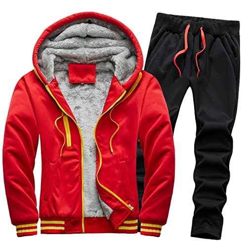 Generisch Trainingsanzug Herren Langarm Einfarbig Jogginganzug Freizeit Sport Laufanzug Tracksuit Sweatjacke Sporthose Fitness Sportanzug mit Reißverschluss Anzug Jogginganzug Taschen Comfort Fit von Generisch