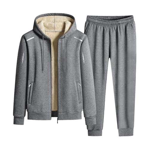 Generisch Trainingsanzug Herren Warm VliesJogginganzug Winterjacke Kapuzenpullover und Jogginghose von Generisch