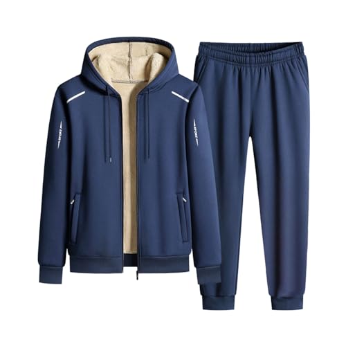 Generisch Trainingsanzug Herren Warm VliesJogginganzug Winterjacke Kapuzenpullover und Jogginghose von Generisch