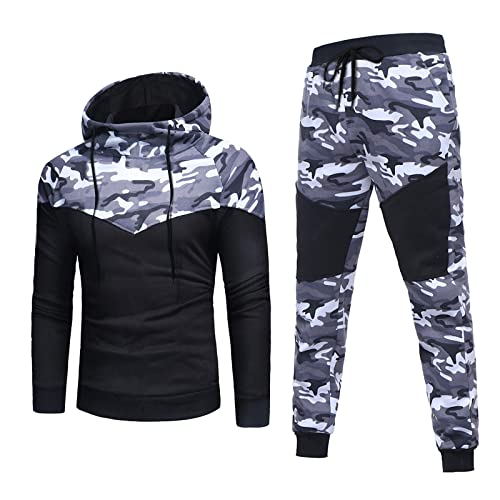 Generisch Trainingsanzug Jungen Hoodie-Trainingsanzug 2-Teiliges Set Lange Ärmellos O Ausschnitt Sportswear Herren 2-Teilig Set Kapuzenpullover Streatwear Trainingsanzüge Für Herren Jogginganzug von Generisch