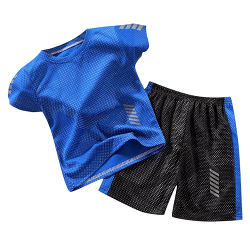 Generisch Trainingsanzug Kinder Sommer Jogginganzug Schnelltrocknend Sportanzug Kurz Sport T-Shirt und Shorts Set Sportkleidung Tracksuit Activewear für Jungen 2-11 Jahre von Generisch