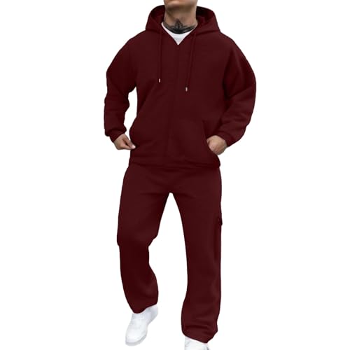 Generisch Trainingsanzug Sets Herren Freizeit Jogginganzug 2-teilig Kapuzenjacke mit Kapuze Und Taschen Sporthose Kapuzenpullover,Präsentationsanzug Herren,S-6XL von Generisch