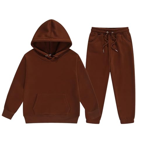 Generisch Trainingsanzug für Kinder Jungen Mädchen Einfarbig Jogginganzug Langarm Kapuzenpullover Jogging Hosen Herbst Winter Hoodie Sweatshirt Sportanzug Unisex 2 Piece Freizeitanzug 3-14 Jahre von Generisch