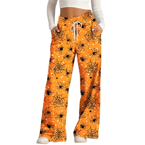 Generisch Trainingshose Damen, Baggy Jogginghose, Jogginghose Halloween Hose Baggy Kostüm Sporthose Lang Trainingshose Yogahose Lockere Bequem Sweatpants Weites Bein Freizeithose Laufhose Sweathose von Generisch