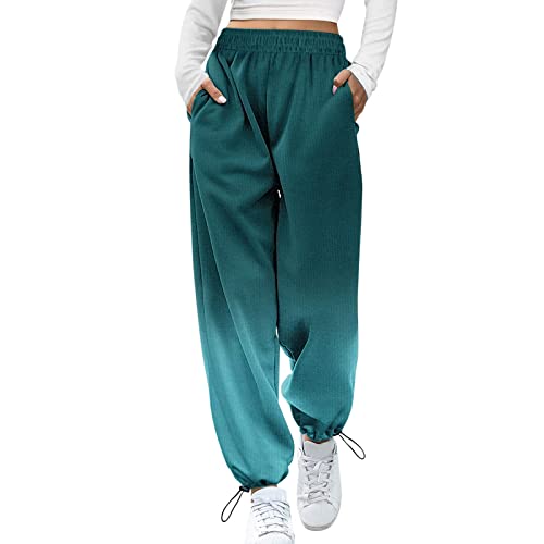 Generisch Trainingshose Damen Lang Sport Baggy Jogginghose Hoch Taille Joggerhose Sporthose mit Taschen 2024 Fitnesshose Elastischer Bund Lässige Damen Lose Sweatpants von Generisch