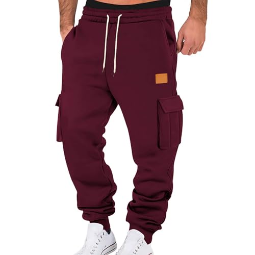 Generisch Trainingshose Herren Lang Jogginghose Baumwolle Sweathose - Lange Sporthose -Jogger Trainingshose Lang Männer Warme Sweathose Sport Hosen Mit Taschen Männer Trendy Y2k Streetwear von Generisch
