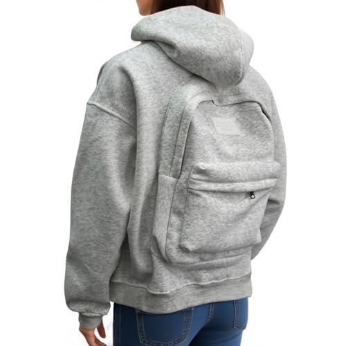 Generisch Travel Hoodie Herren Mit Backpack Kapuzenpullover Oversize Integrierter Sweatshirt Reise Sweatjacke Kapuzenpulli Pullover Streetwear Mit Kapuze von Generisch