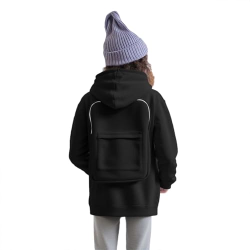 Generisch Travel Hoodie Kinder Mit Backpack Unisex Kapuzenpullover Oversize Integrierter Kapuzenpulli Mädchen und Jungen Pullover Sweatshirt Reise Sweatjacke Kapuze Teenager Streetwear with Taschen von Generisch