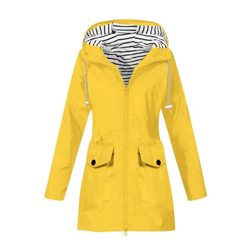 Generisch Trenchcoat Damen Lang Atmungsaktiv Regenmantel Übergangsjacke Kapuze Outdoor Jacke Frauen Herbst und Winter Trench Outdoor Klettermantel tragen Mountaineering Trench Coat von Generisch