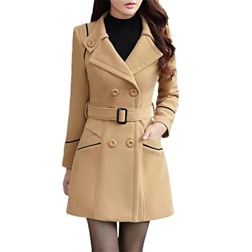 Generisch Trenchcoat Damen Winddichter Jacke Cardigan Trenchcoat Windjacke Übergangsmantel Mit Taschen Mit Knöpfen Zweireiher Langer Mantel Wintermantel Einfarbig Revers Damenmantel von Generisch