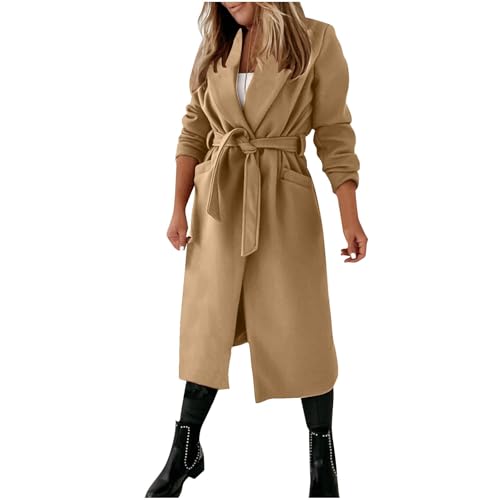 Generisch Trenchcoat Damen Wollmantel Winterjacke Elegant Longjacke Wintermantel Wolljacke Lang Übergangsjacke Winter Sportlich Jacken Outdoor Übergangsmantel Dufflecoat Peacoat Trachtenjacken von Generisch