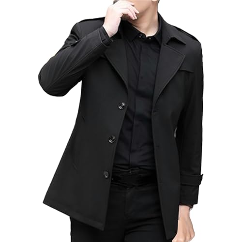 Generisch Trenchcoat Herren Sommer Mittellang, Slim Fit Windmantel Reverskragen Businessjacke Leicht Overcoat Einreiher Herren-Mäntel Winddicht Modische Freizeitjacke Lässig Übermantel M-Xxxl von Generisch