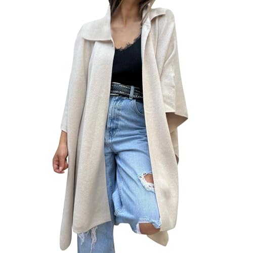 Generisch Trenchcoat für Damen mit Gürtel Leichter Zweireihiger Duster Trenchcoat Slim Fit Coatigan Damen Teddyjacke Damen Winter Kurz von Generisch