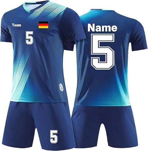 Generisch Trikot Personalisiert Kinder Fußball Trainingsset Trikot, 24/25 Neue Hause/Auswärts Fußball Trikots, Fussball Trikot Trainingsanzug für Junge Herren Fußball T-shirt,Shorts und Socken Set von Generisch