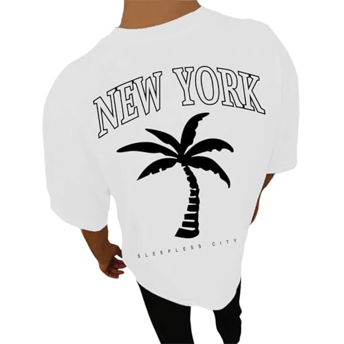 Generisch Tshirt Herren Weiss, Oversized Tshirt Herren Backprint Gym Arbeits Tshirt Kurzarm Sommer Sportshirt Baggy Baumwolle Basic Tshirt S-3XL Generisch Tshirt Herren Weiss, Oversized Tshirt Herren Backprint Gym Arbeits Tshirt Kurzarm Sommer Sportshirt Baggy Baumwolle Basic Tshirt S-3XL von Generisch