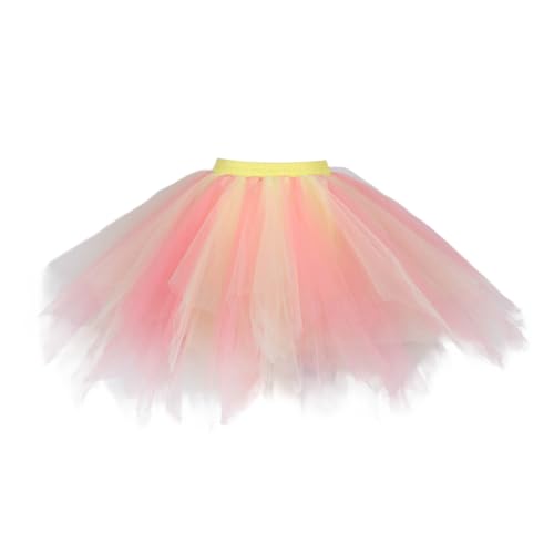 Tüllrock Damen Kurz Puffy Tütü Rock 50Er Ballett Unterrock Elastische Hohe Taille Ballettrock Tanzkleid Mini Tütü Rock Für Erwachsene Karneval Kostüm Rockabilly Crinoline Tanzröcke von Generisch