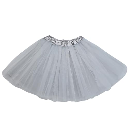 Generisch Tüllrock Damen Stretch Petticoat Ballettrock Damen Tanzen Tütü Prinzessin Unterrock Frauen Tanzkleidung Klassisch Karneval Party Kostüm 80er Mini Outfit Tutu Rock (Grau) von Generisch