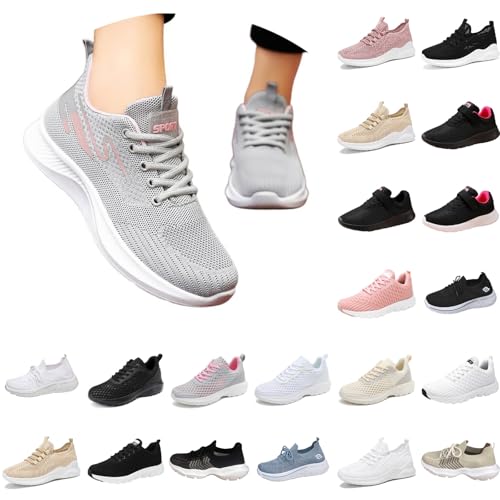 Generisch Turnschuhe Damen Laufschuhe Mesh Atmungsaktive Joggingschuhe Leichte Bequeme Sportschuhe Spaziergänge Elegante Straßenlaufschuhe Outdoor Gym Freizeitschuhe A06- Weiß 36 von Generisch