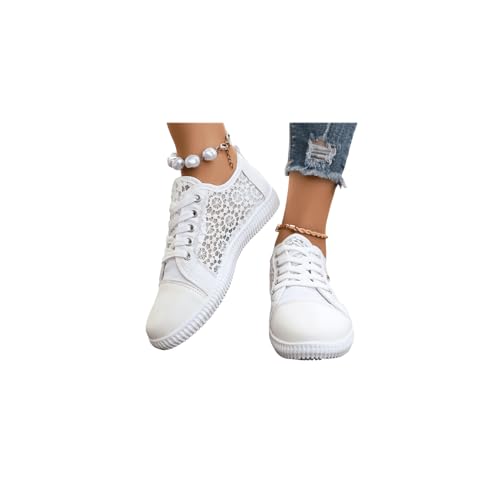 Generisch Turnschuhe Damen Trachten Sneaker damen Spitzen Flach Trachtenschuhe Dirndl Schuhe Mesh Atmungsaktive turnschuhe Elegant Bequem Stoffschuhe Oktoberfest Outdoor Brautschuhe Hochzeitsschuhe von Generisch