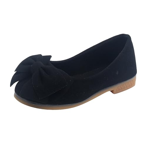 Generisch Turnschuhe Mädchen Jungen- Einfarbige Mary-Jane-Schuhe für Mädchen mit Schleife (Black, 30) von Generisch